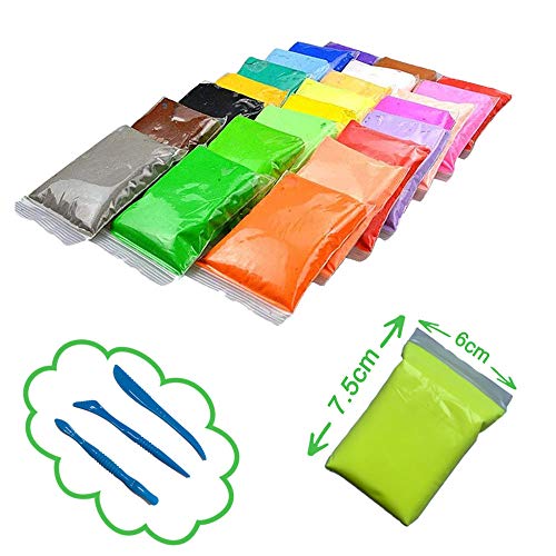 24 Colors Magic Air Dry Clay,Ultra Light Modeling Clay,Creative Art DIY Crafts Clay Dough with Tools as Great Present for Children Toy for Kids - Thumbnail 2