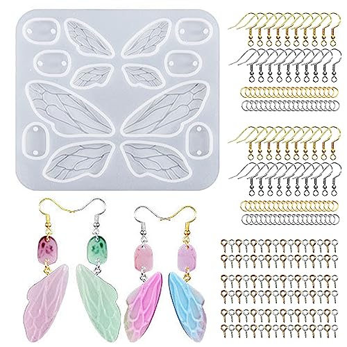 Attuslla Molde Silicona alas Pendientes Resina Silicona Moldes de Joyería, Moldes de Resina de Silicona, Pendientes y Anillos de Salto para Joyería Pendiente Bricolaje