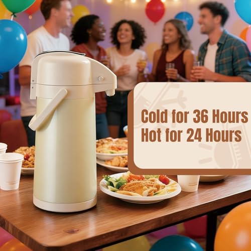 Image of Upgraded Airpot Coffee Carafe with Double Pump - 84oz /2.5L Coffee Carafe for Keeping Hot, Beverage Dispenser for Hot /Cold Beverage (1, White)