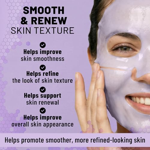 Image of TOLEVITA Bakuchiol & Niacinamide Bio-Collagen Face Mask for Smoothing & Renewing - 6 Pack, Overnight Hydrogel Mask for All Skin Types (Purple)