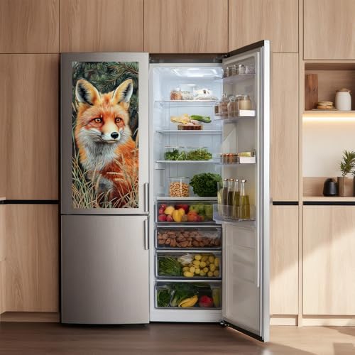Image of 14.6x32.3 Inch Trash Can Cover Fox in Forest Design Outdoor Garbage Bin Decoration Sticker Wrap