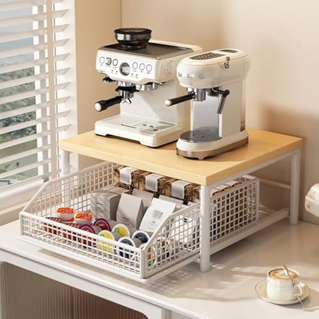 Kitchen Microwave Cart with Storage Basket,Small Microwave Stand for Kitchen, Office,Bedroom & Living Room, Freestanding Shelf with No Wheels,Easy Assembly,Espresso White Small-7PRVprXz