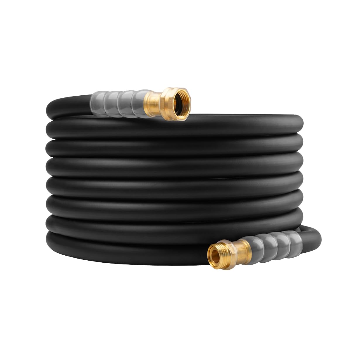 Heavy Duty Premium Garden Hose 25ft x 5/8", 300PSI Working, 1000PSI Burst, Hybrid Rubber Water Hose with Transparent Swivel Handle - Hot/Cold Water - Five Layered Braiding with Brass fittings (Black)
