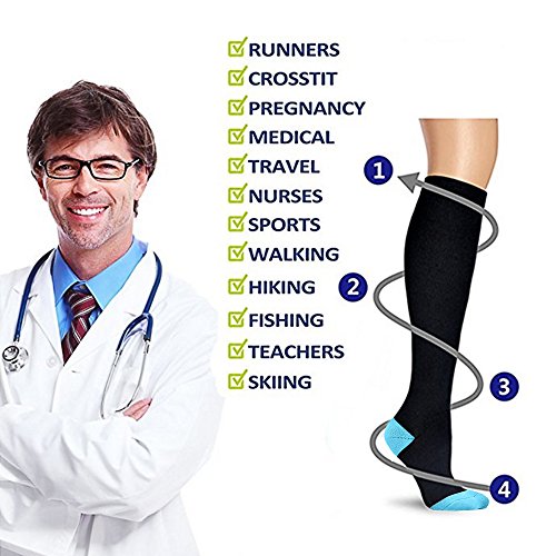 6 Pairs Compression Socks Pack - Best Medical, Nursing, Travel & Flight Socks - Running & Fitness - 15-20Mmhg #TOP2