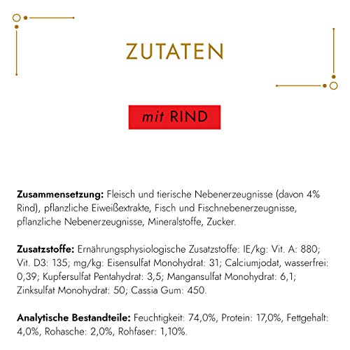 Gourmet Gold Raffiniertes Ragout Katzenfutter nass, mit Rind, 12er Pack (12 x 85g)