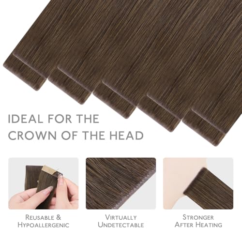 Image of WENNALIFE Invisi Edge Tape in Hair Extensions Human Hair,#5,24 Inch