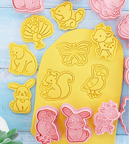 8 Pieces Cute Cookie Cutters Plastic Cookie Stamps Cookie Mould Press Rabbit Cookie Mould Set Baking Kitchen Tools (Forest Animal 1227) #TOP1