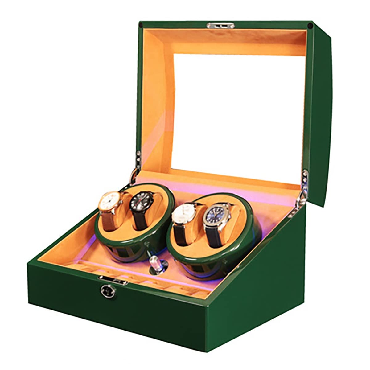 Caricatore Automatico per Orologi di Grande capacità per 4 Orologi + 6 Scomparti, Custodia Meccanica di Lusso per Orologi con Motore Silenzioso, Scatola Rotante per orolo，K
