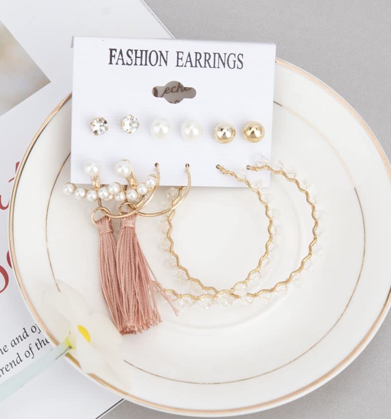 Image of ANNACREATIONS Stylish combo of pearl stud hoop earrings set for Women Girls