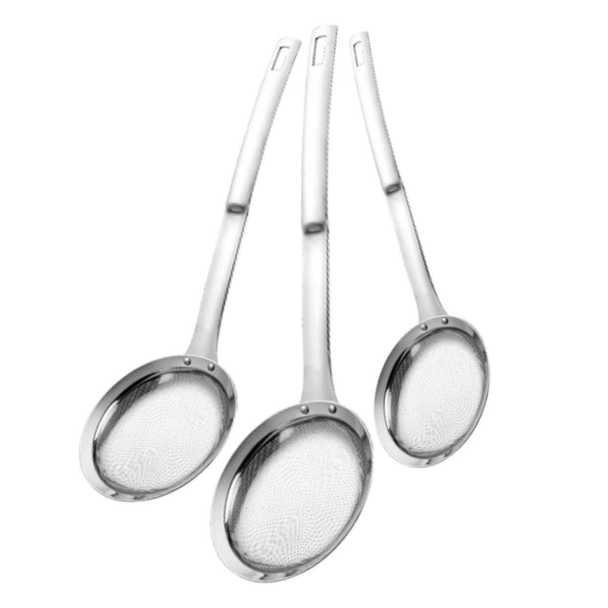 Hohopeti 3 Piezas Colador de Malla de Acero Inoxidable de Grande Mediano Pequeño para Colar Aceite y Jugos Utensilio de Cocina Resistente al Calor con Mango Ergonómico para Colgar