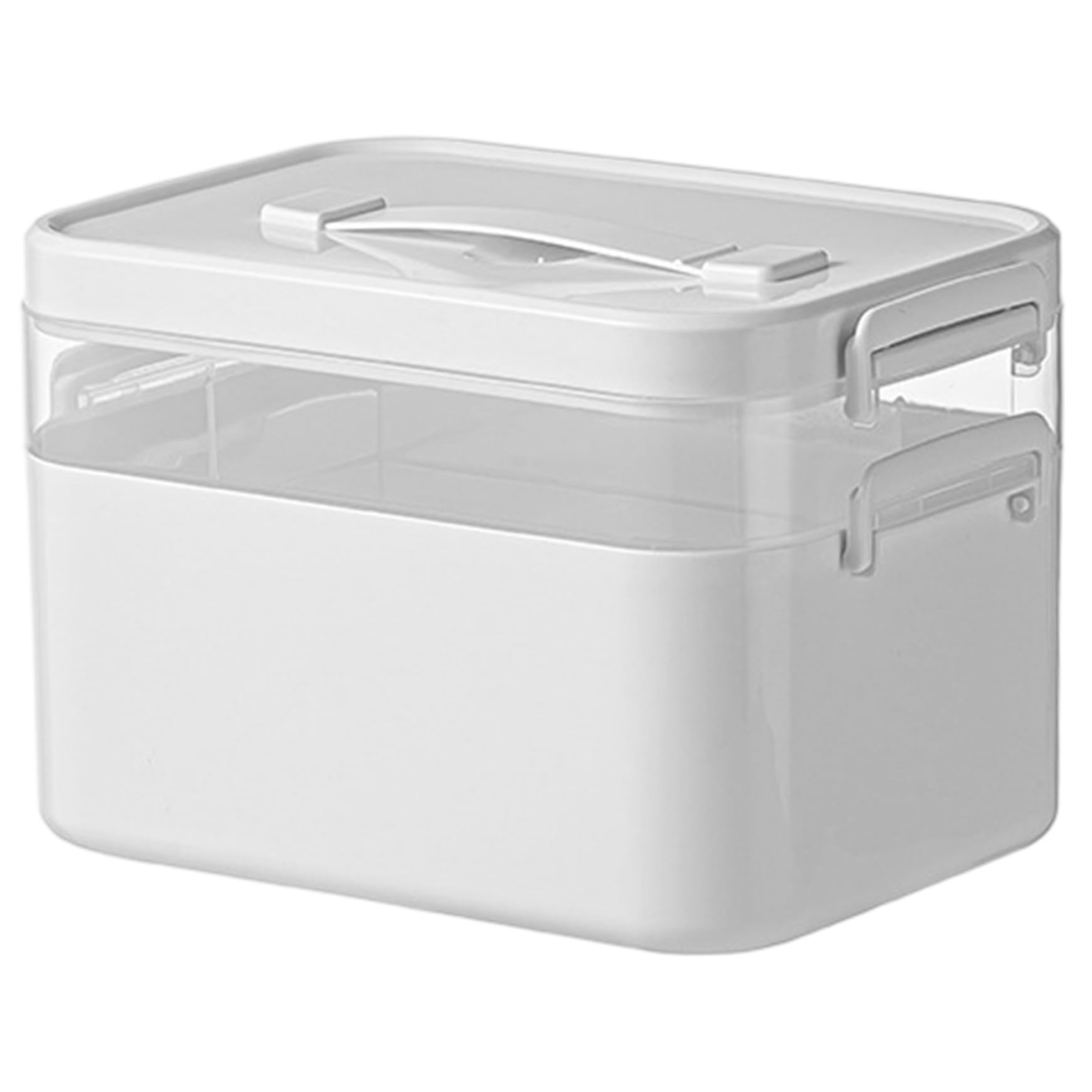 Nidone White Medicine Storage Box, 2-Tier First Aid Storage Box With Handle And Removable Compartment, Multifunctional Container For Medicines, Gadgets, Cosmetics