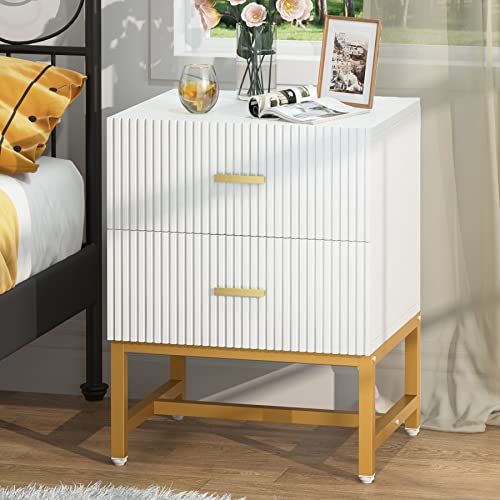 Tribesigns-2-Drawer-Nightstand-White-Gold-Night-Stands-Bed-Side-Table-with-Storage-Large-Modern-End-Table-Accent-Table-for-Living-Room-Wood-Metal-Nightstands-Bedroom-Organizer-Striped-1PC