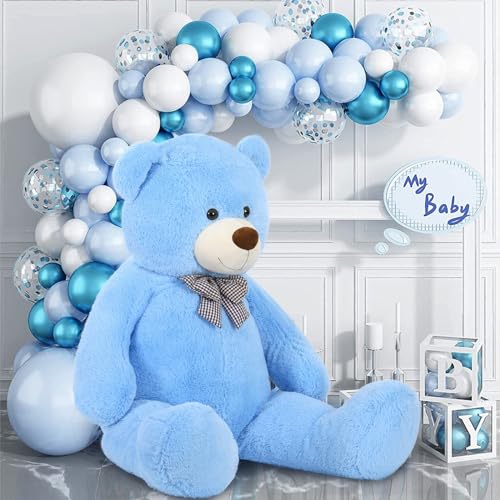 Image of MaoGoLan Giant Plush Teddy Bear, Life Size Large Stuffed Animal, 5 Feet, Soft and Fluffy Big Teddy Bear Gift for Baby Shower, Christmas, Valentine's Day, Blue