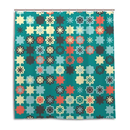 Rideau de douche vert 183x183 cm polyester motif géométrique CHEHONG - 2