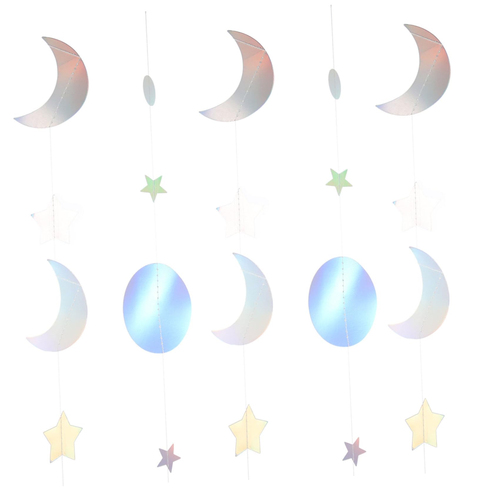 Ciieeo 2 Sets Star Moon Pull Flower Flag Banner Paperboard Streamer Holiday Banner Party Prop Circle Dot Garland Decor Festival Hanging Pendants Paper Jam Round Paper String