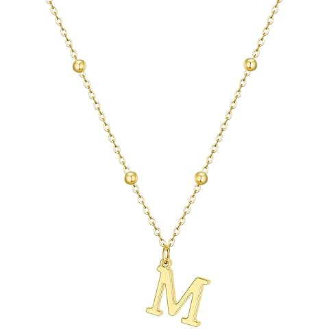 Initial Necklaces for Women Dainty Gold Letter Pendant Necklace 14k Gold Plated A-Z...
