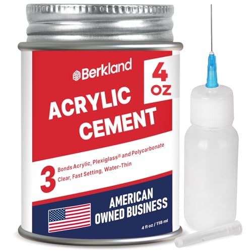 [4 oz] Acrylic Bonding Cement with Applicator Bottle – Clear Glue for Plexiglass, Sheets & Plastic – Fast-Setting Adhesive, Cement, and Glue for Acrylic Sheets and Plexiglass Clear