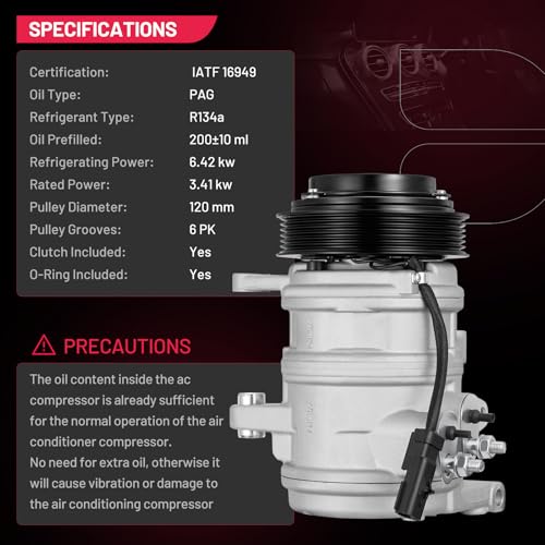 BDFHYK 68357 Air Conditioning A/C Compressor with Clutch Compatible with Jeep Grand Cherokee 2005-2007, Commander 2006-2007, Compatible with Chrysler Aspen 2007, 3.7L 4.7L