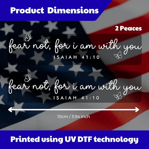 Image of 2pcs Christian Car Decal Fear Not for I Am with You Sticker - Isaiah 41:10 Bible Verse Vinyl, Butterfly Inspirational Scripture Bumper Decal, Faith Over Fear Gift for Anxiety Christian Women, Black