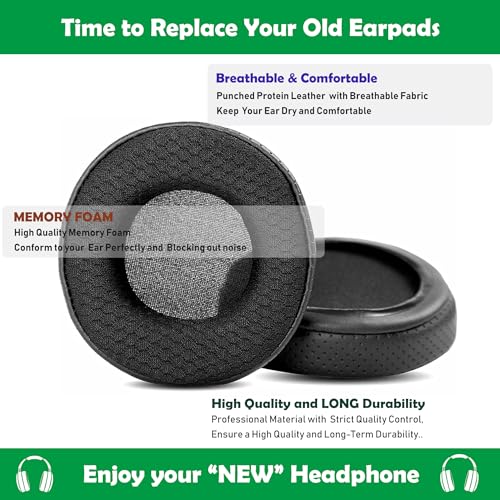 Cojines de repuesto transpirables para auriculares compatibles con Superlux HD 681EVO 668B HD681 681B 662 con tela duradera/cuero de proteína transpirable y espuma viscoelástica miniatura 5