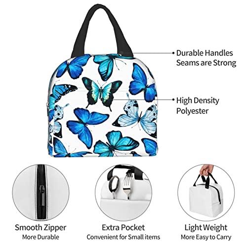 Uyeugv Aesthetic Insulated Blue Butterfly Lunch Bag Box For Kids Teen Girls Women Reusable Lunchbox For School Work Picnic Travel #TOP4