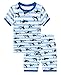 Shark Little Boys Short Sleeve Pajamas 100% Cotton Stripe Sleepwear Toddler Size 4T