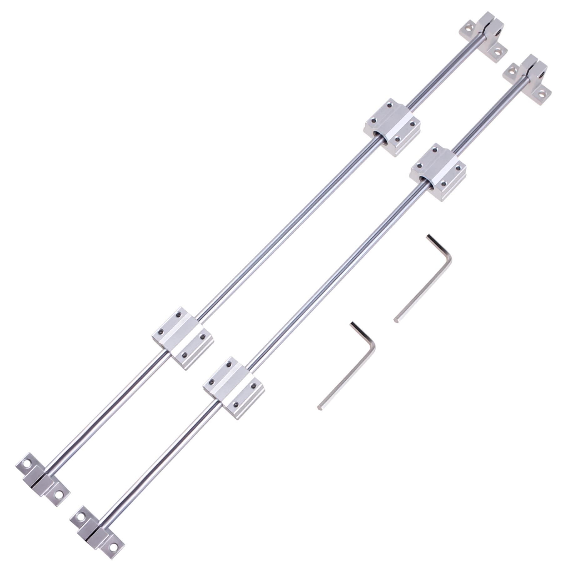 Lot de 2 arbres linéaires horizontaux de 1000 mm de diamètre - Guide linéaire - Arbre de précision - Roulement linéaire - 4 blocs de roulement SCS20UU - 4 supports SK8 + 2 clés - Kit de rails