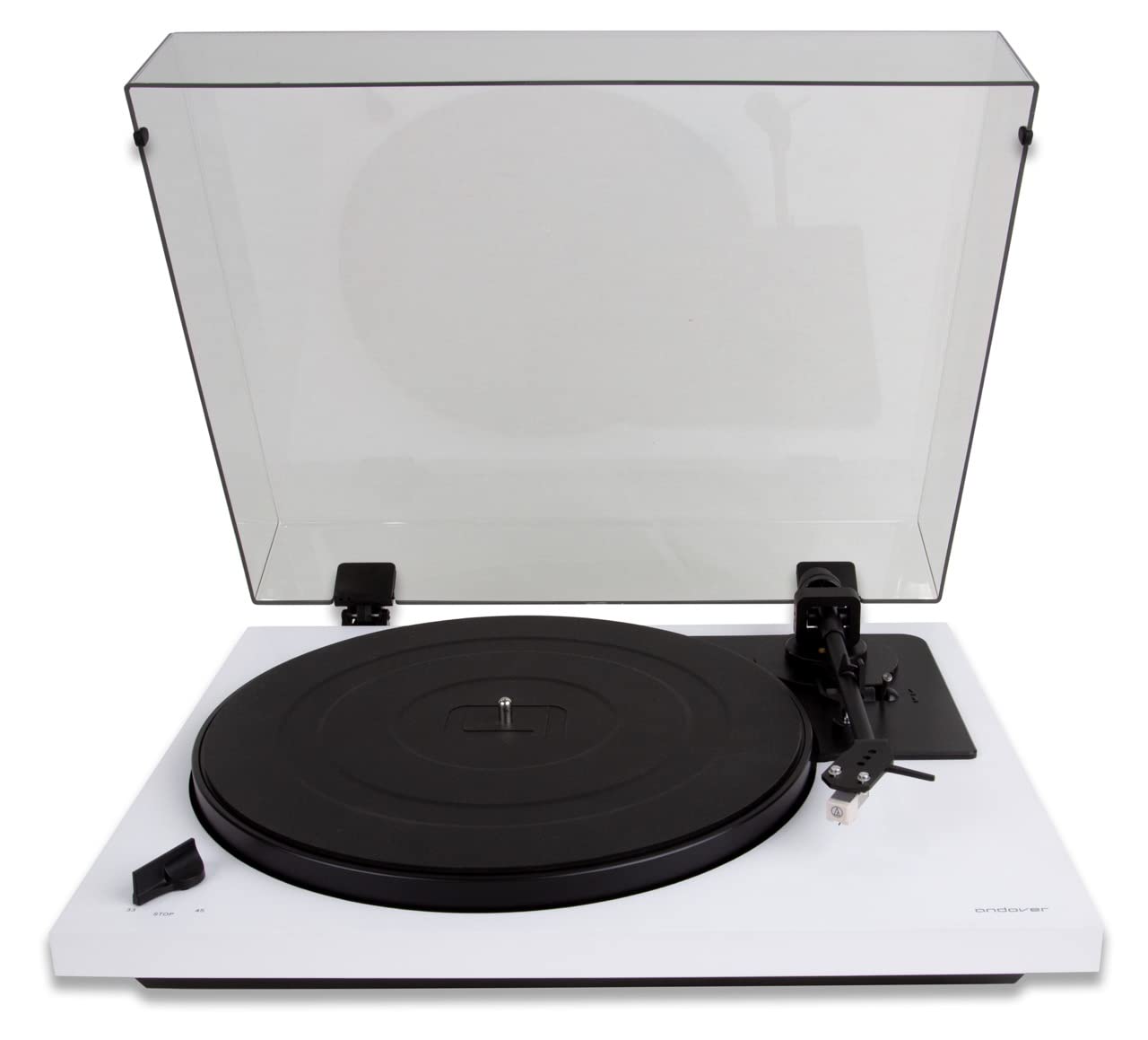 SpinDeck 2 Turntable for Vinyl Record Playback - Semi-Automatic, Beginner-Friendly with Rubber Isolation Feet, Tonearm & Cartridge Included, Spinbase Compatible - White