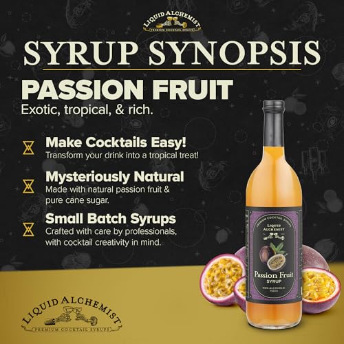 Image of Liquid Alchemist Passion Fruit Syrup for Cocktails - Real Ingredients Make our Passion Fruit Syrup for Drinks the Perfect Margarita Mix | Small Batch Non-GMO Vegan Drink Mixer | 25.4 Oz, Pack of 1