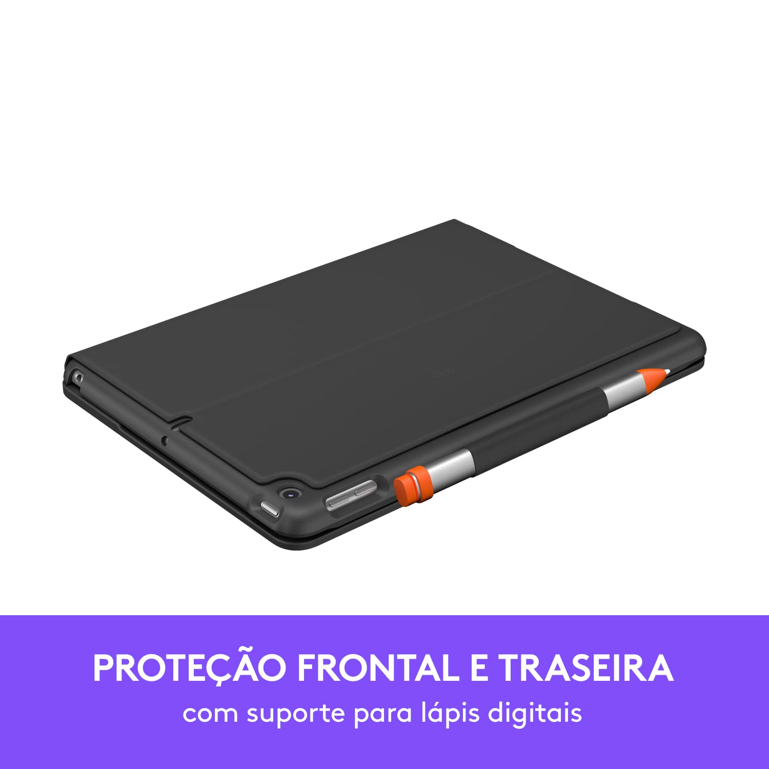 iPad (第7世代) + Apple Pencil + Slim Folio Capa com Teclado Logitech Slim Folio para iPad 7ª, 8ª e 9ª