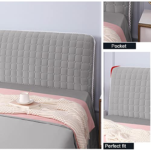 Headboard Cover,Large Thickened Bed Cover All-Inclusive Soft Velvet Headboard Bed Cover for Bedroom Decor W140xH70cm Cream - Afbeelding 4