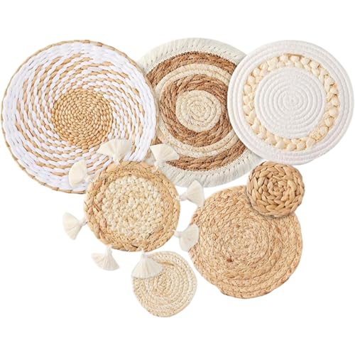 Awnsimfreien Arte De Pared Bohemio, Cesta De Pared Bohemia, Juego De 7 Colgantes De Macramé Planos Y Redondos, Decoración Tejida De Paja Para Salón, Dormitorio, Comedor, Estilo 2, Cestas Awnsimfreien Arte De Pared Bohemio, Cesta De Pared Bohemia, Juego De 7 Colgantes De Macramé Planos Y Redondos, Decoración Tejida De Paja Para Salón, Dormitorio, Comedor, Estilo 2, Cestas