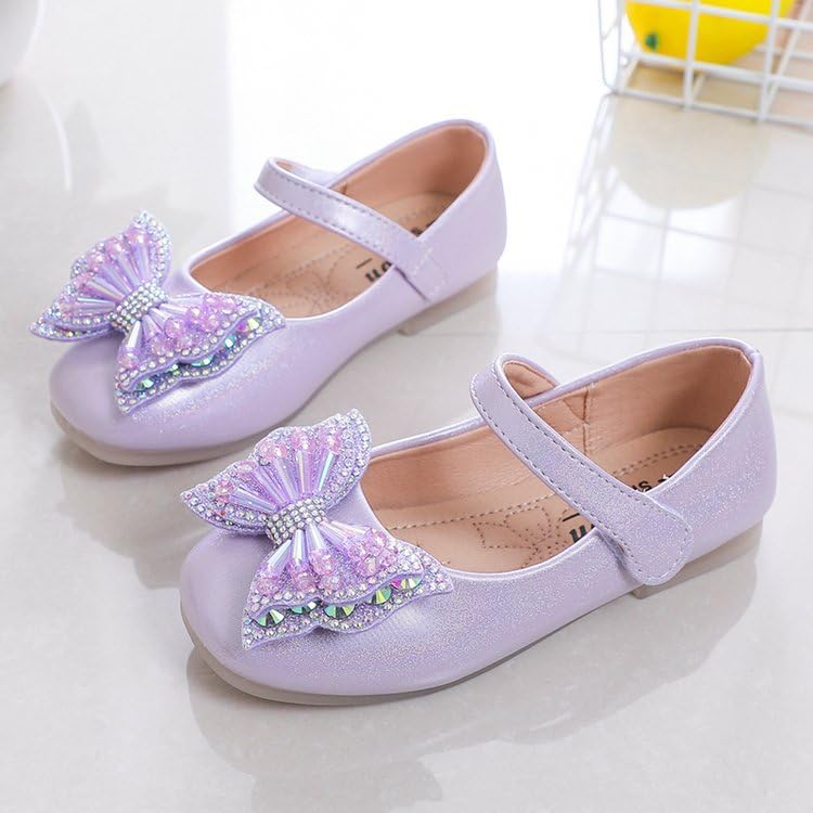 Toddler Girls Dress Shoes Little Girls Bowknot Mary Jane Flats Party Wedding Ballerina Shoes2