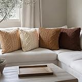 Tegeme Christmas Decorative Knit Throw Pillow Cover Neutral Sweater Couch Pillow Covers 18x18 Winter Farmhouse Boho Pillowcase Square Warm Cushion Pillowcases for Bedroom Living Room Sofa