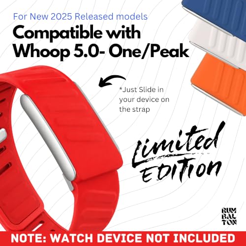 Image of Premium Sports Strap for Whoop 5.0 - One & Peak 2025 Released Band Replacement Strap Accessory | Soft Felt | Silicone Band for Fitness (Device Not Included) (Bolt Red)
