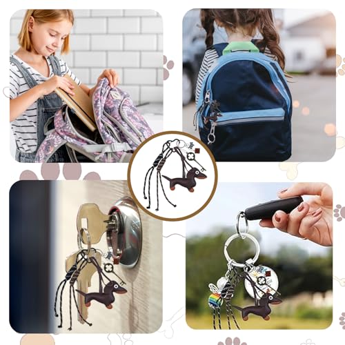 JazRvr Bag Charm, Taschen Charms, Taschenanhänger Aus PU Leder, Y2K Niedlicher Dackel Anhänger Für Taschen, Rucksäcke Und Autoschlüssel Ideal Als Geschenk Für Junge Frauen Und Fashion-Liebhaber