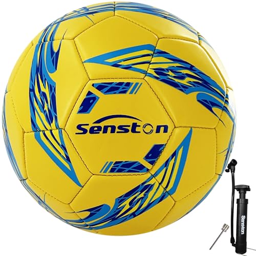 Image of Senston Soccer Ball Size 5 with Pump for Adults | Durable PVC Training Football,Thickened Nylon Winding and Butyl Bladder for Shape Retention - High Value Soccer Set