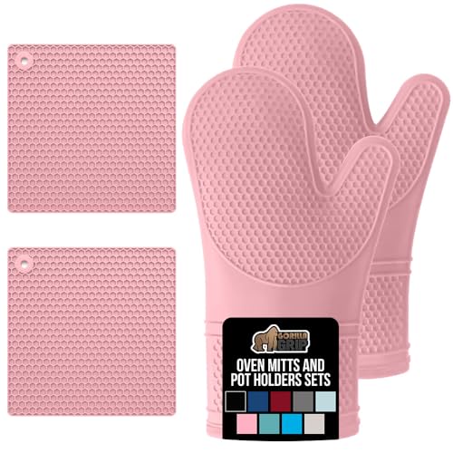 Silicone Oven Mitts And Pot Holder Set