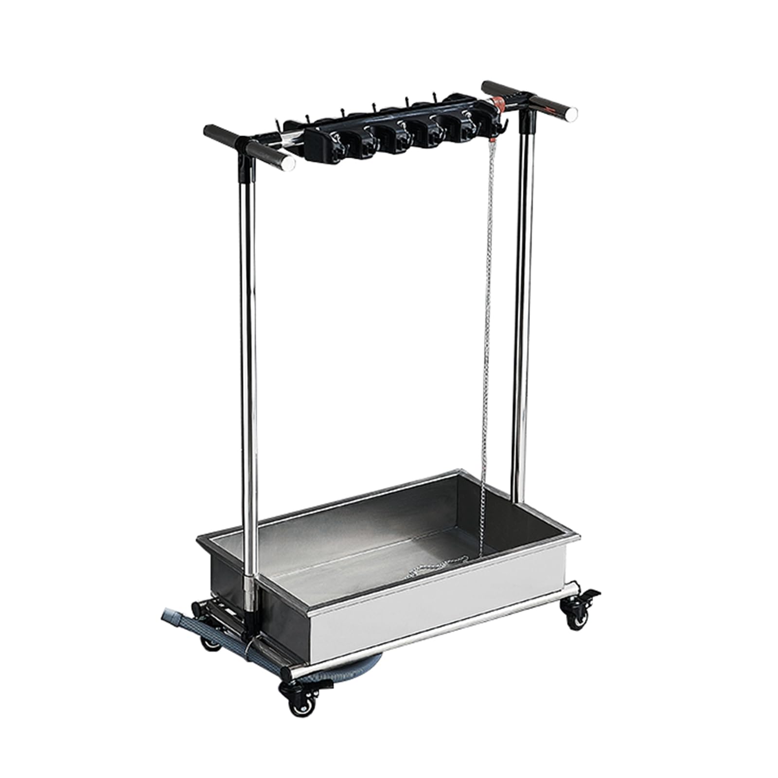 ASerZenith Stainless Steel Mop Sink, Janitorial Cart Garden Tool Rack On Wheels With Broom Mop Holder, Multifunctional Cleaning Cart And Tool Organizer