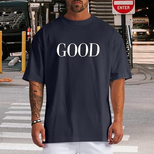 Men's T-Shirts Oversized Letter Printed Graphic Short Sleeve Tops Crewneck Solid Color Plain Basic Loose Summer Tees2