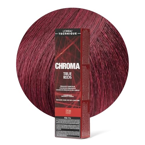 L'Oréal Technique Chroma True Reds Permanent Hair Color - Red Dye For Long-Lasting Color, For Light, Dark and Gray Hair, Cherry