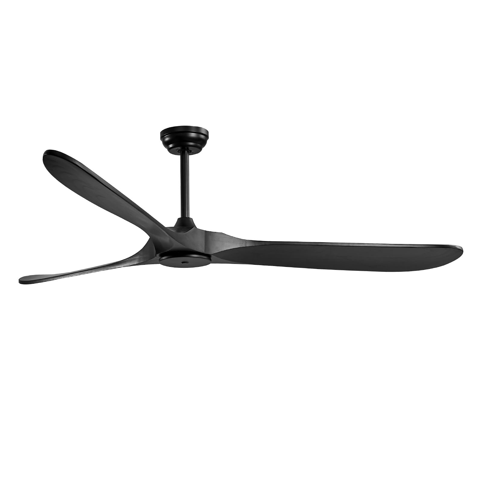 VEVOR Ventilatore da Soffitto Senza Luce da 180 cm Moderno Ventilatore Esterno a Filo a Basso Profilo, Telecomando a 6 Velocità, 3 Pale in Legno, Motore CC Reversibile, per Soggiorno e Patio, Nero