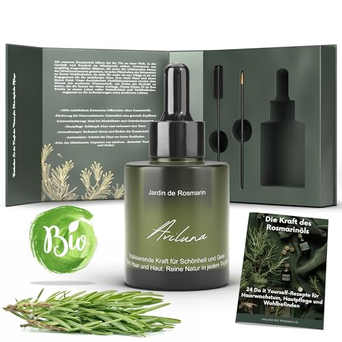 Bio Rosmarinöl für Haare | 100% Naturreines Premium Rosemary Oil for Hair & Kopfhautpflege [Ink.GRATIS E-Book] Hochdosiert ge