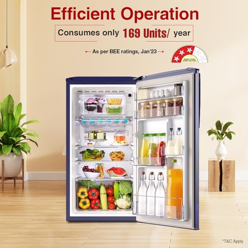 Image of Godrej 180 L 3 Star Turbo Cooling Technology, With 24 Days Farm Freshness Direct Cool Single Door Refrigerator Appliance(2023 Model, RD EDGENEO 207C THF BH BL, Blush Blue)