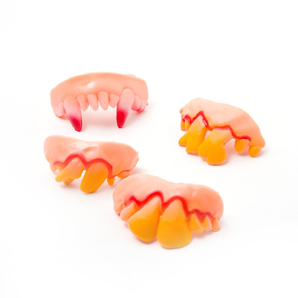 Lot De 5 Fausses Dents Drôles En Caoutchouc Souple - Pour Déguisement, Fête Costumée, Gag, Dimensions ~5x2x3 Cm