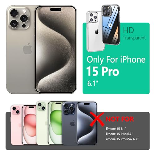 Image of ONES for iPhone 15 Pro Slim Case Clear, [PC + TPU Hybrid][Military-Grade Drop Protection][Anti-Yellowing], Shockproof Silicone Hard Cover, Transparent Case