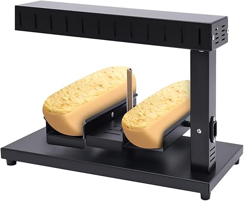 Miniatura 8 de Comercial Raclette Queso derretidor eléctrico de rueda de queso 750 W, calentador de quesos para encimera, 572-752 F de calentamiento rápido,