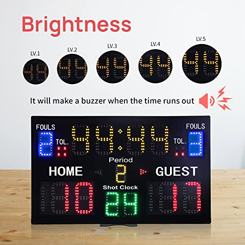 Yz Battery Powered Electronic Basketball Scoreboard With Shot Clock, 12/14/24/31S Custom Shot Clock Digital Scoreboard With Remote, Countdown Timer Clock Score Keeper For Multisports Indoor Outdoor #TOP4