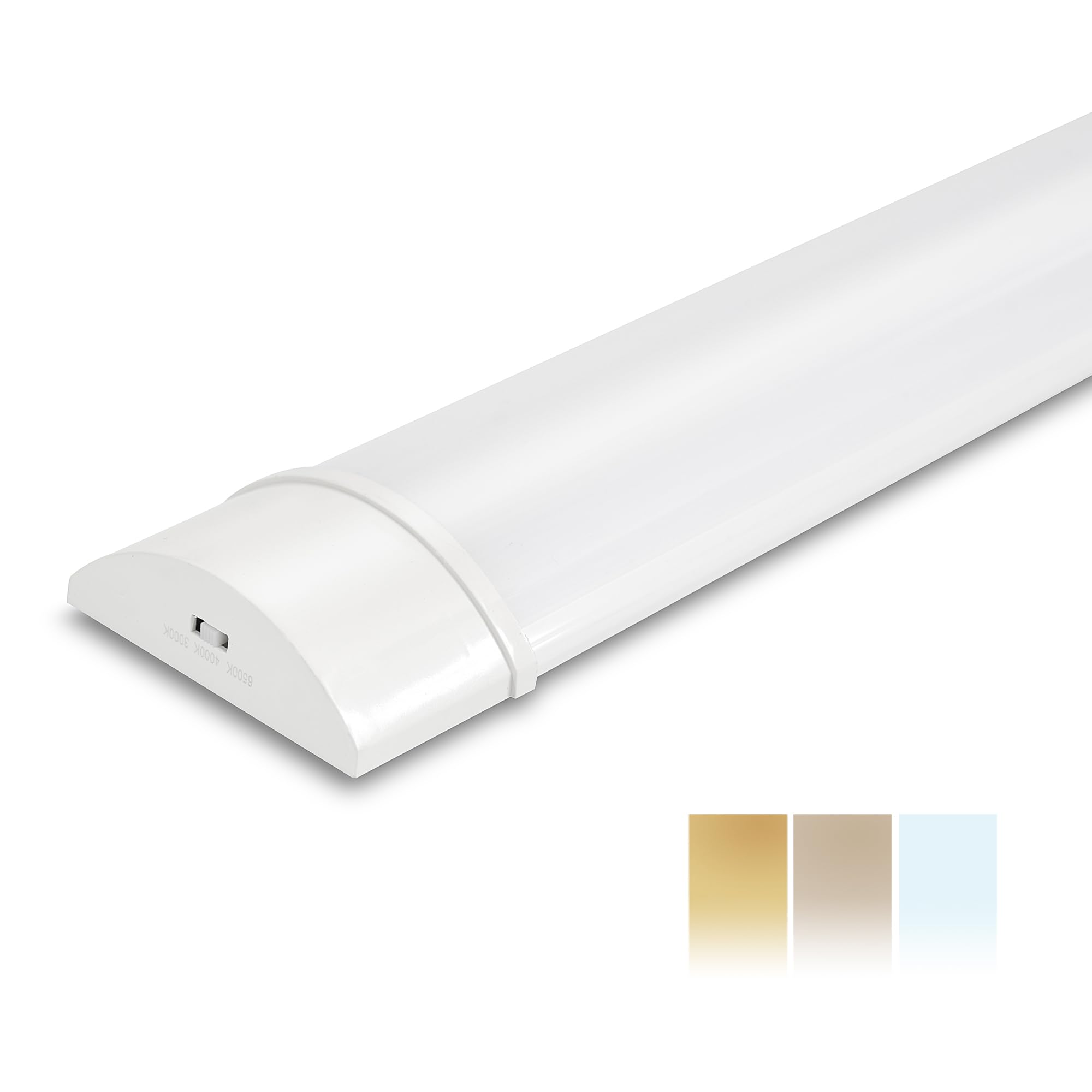 BrightFly 1-Pack LED Batten Light 4ft/115cm, 34W 3750 lm Strip Lights 3CCT (3000K/4000K/6500K) Fluorescent Light Tube, PC Integrated Housing Garage Lighting, Perfect for Office, Storehouse, Workshop