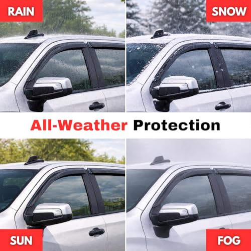 Image of KPY Rain Guards Fit for 2013-2021 Nissan Pathfinder, Out-Channel Window Visors Vent Wind Deflectors 4PC, Car Accessories for 13-21 Pathfinder